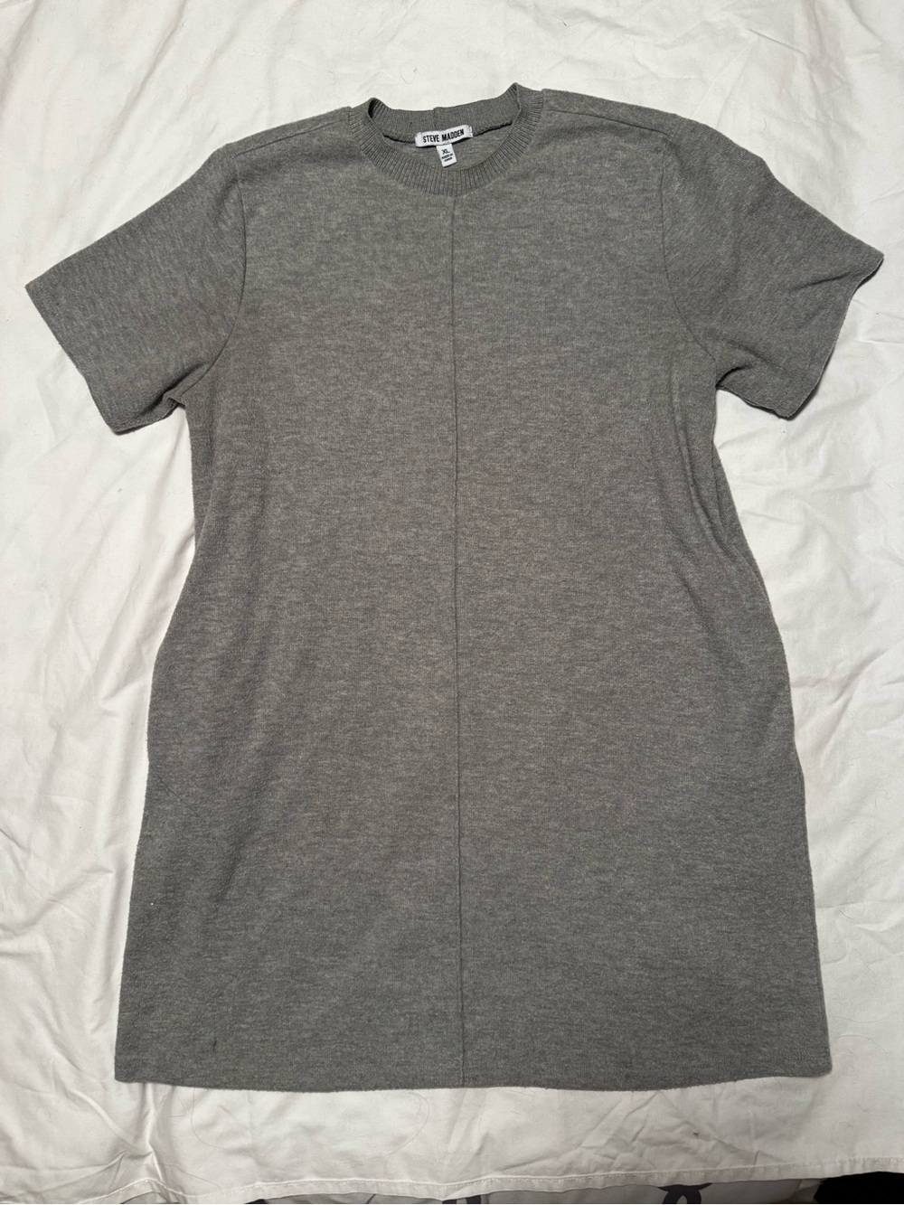 Steve Madden Gray Short Sleeve Knit Mini Dress with pockets!